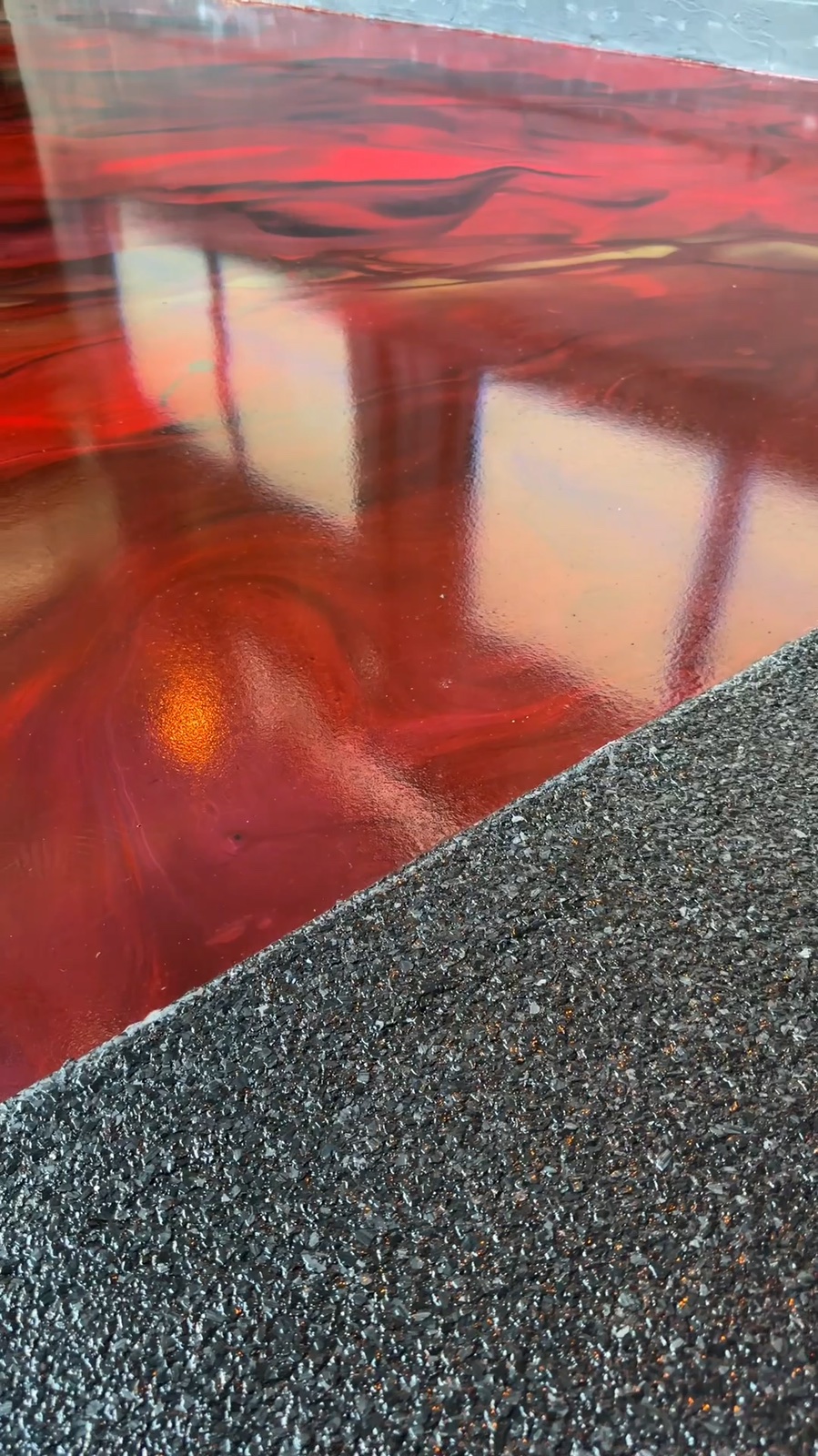 Le Terrace Rooftop flake and metallic transition installation