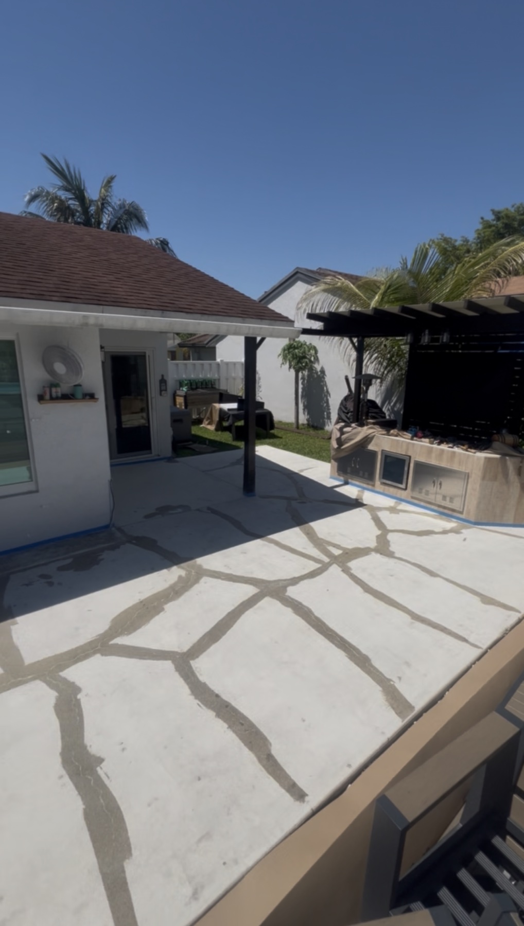 Outdoor patio before concrete coating